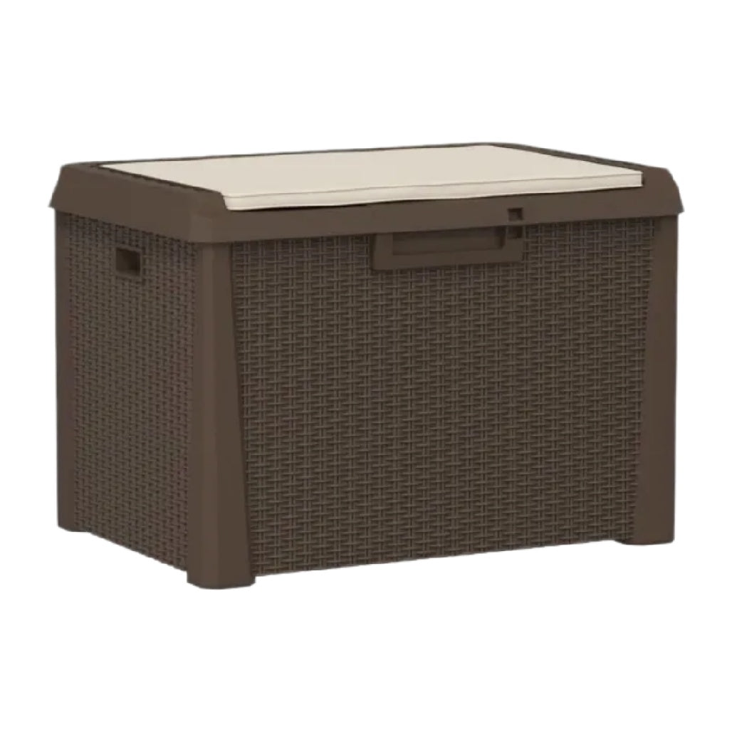 Coffre de rangement extérieur en résine tressée - 80 x 48 x 56