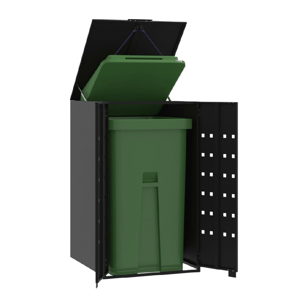 Coffre de rangement extérieur en métal pour contenants de déchets - 90 x 70 x 120